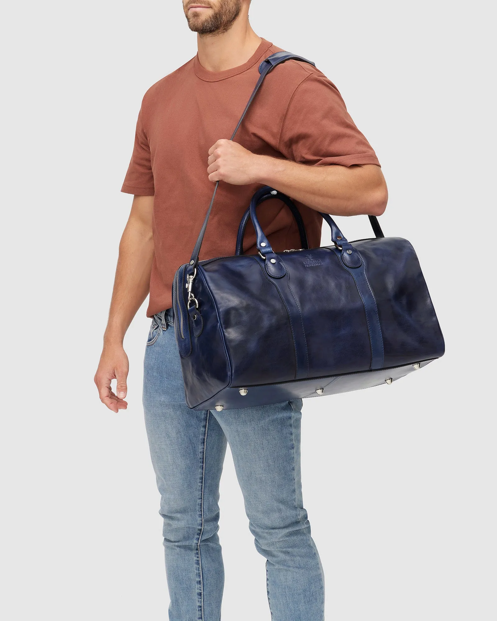 Beltrami Blue - Leather Weekender Cabin Bag