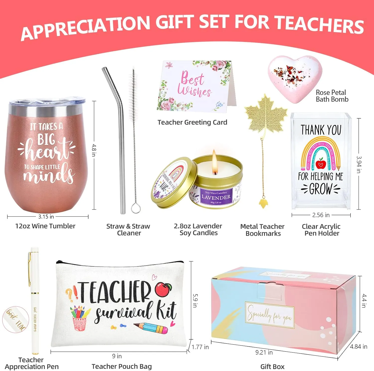 Best Teacher Appreciation Gifts for Women, Back to School, Christmas, Thank You Gifts for New Teacher-12 oz Tumbler Set