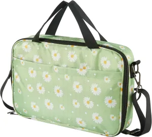 Bible Cover for Women, Printed Bible Case with Zipper Pocket and Shoulder Strap, Lager Bible Carrying Bag Protective with Handle, Bible Holder Gift Girls and Boys(Green Floral)