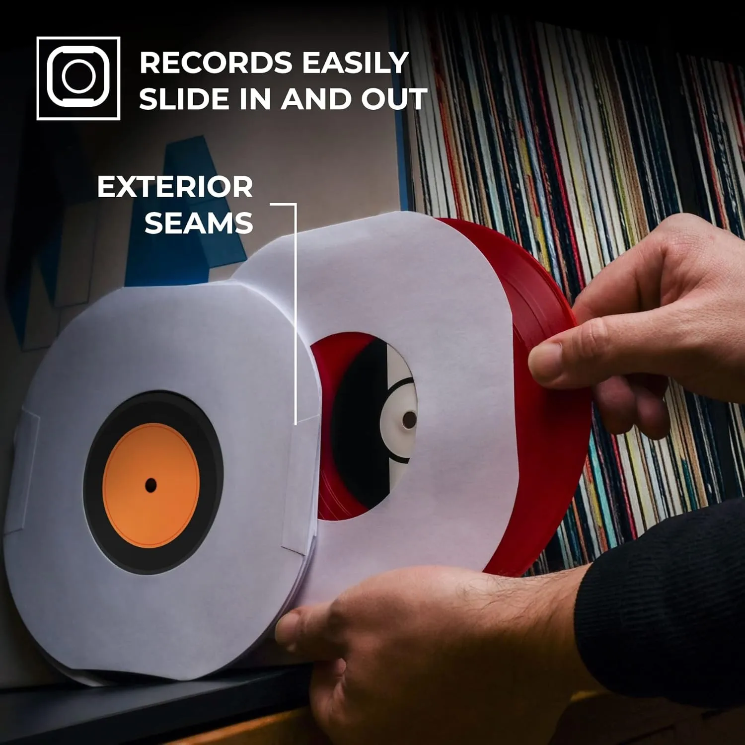 BIG FUDGE Vinyl Record Inner Sleeves 100x | Made from Heavyweight & Acid Free Paper | Album Covers with Round Corners for Easy Insert | Slim Record Jackets to Protect Your LPs & Singles | 7"