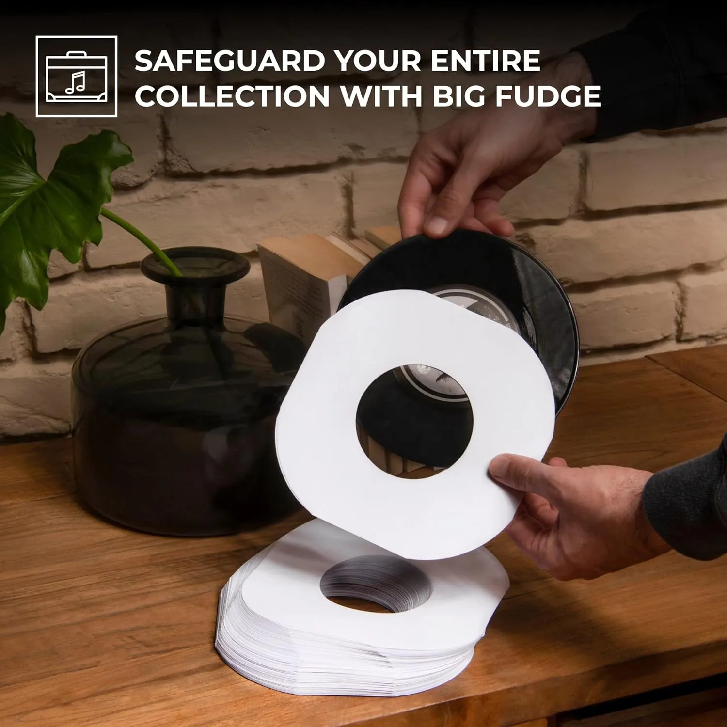 BIG FUDGE Vinyl Record Inner Sleeves 100x | Made from Heavyweight & Acid Free Paper | Album Covers with Round Corners for Easy Insert | Slim Record Jackets to Protect Your LPs & Singles | 7"