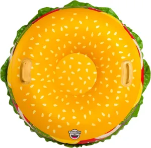 BigMouth Inc. 4 ft Inflatable Snow Tube for Kids and Adults, Heavy Duty PVC Sled for Tubing & Sledding, Easy Grip Handles, Easy Deflate and Store - Cheeseburger