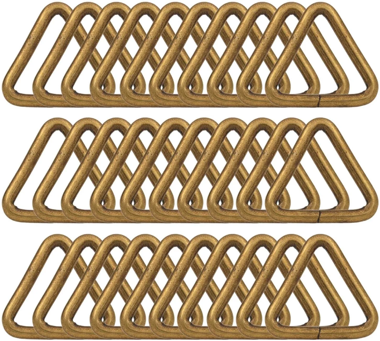 BIKICOCO 1'' Metal Triangle Ring Buckle Connectors Round Edge Webbing Bag Clasp Handbag Strap Making Hardware, Bronze - Pack of 30