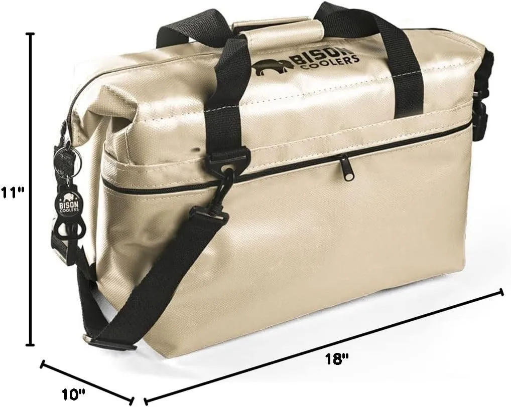 Bison Coolers Softpak Series, Made in USA, Soft Cooler Bag Insulated Leak Proof for Beach, Travel, Camping, Picnic, Car, Trips, 24  Hour Ice Retention