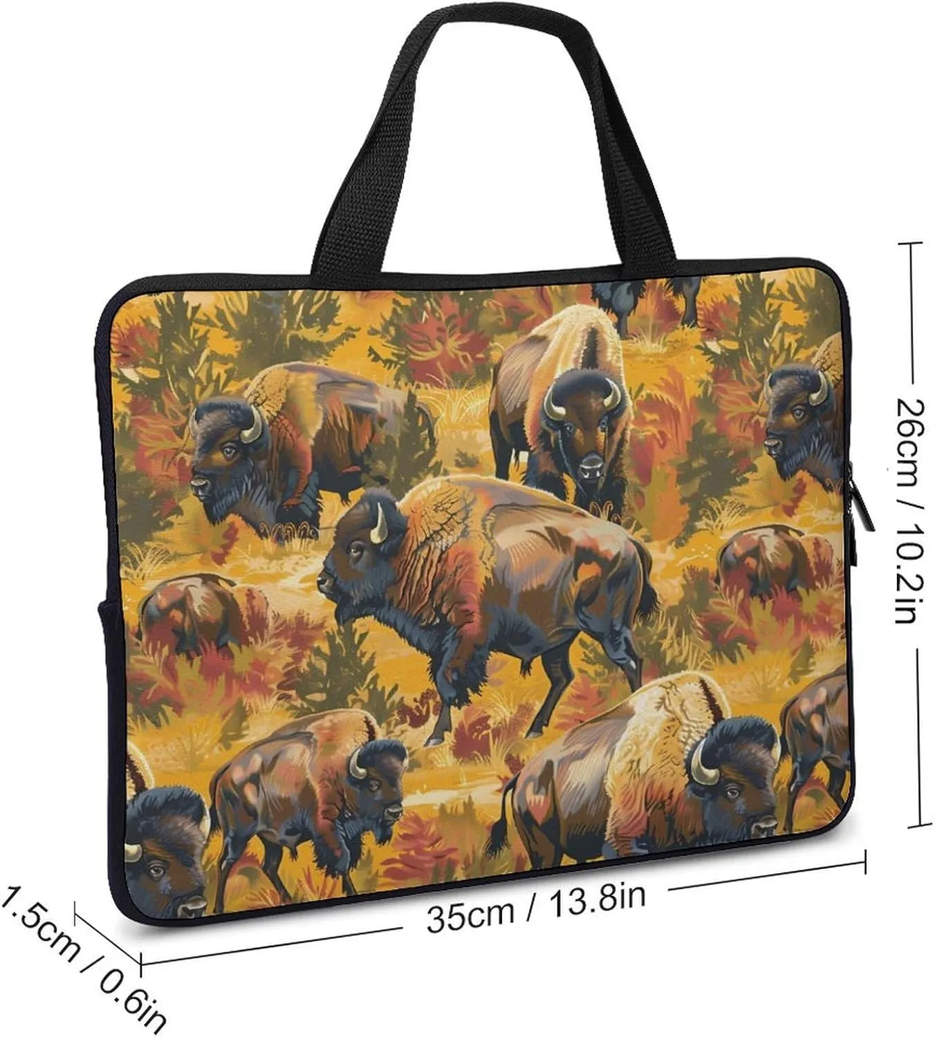Bison Herd Novelty Laptop Bag Printed Protective Cover Case Handbag for Laptop/Notebook/Ultrabook 10/12/13/15/17 Inch