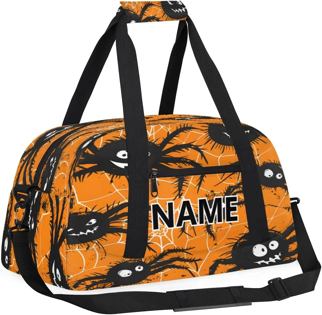Black Spiders Mini Gym Bag 18 inch for Women Men Waterproof Custom Spiders Halloween Travel Duffel Bag Carry On Overnight Tote Nurse Bag for Work Fitness Hiking