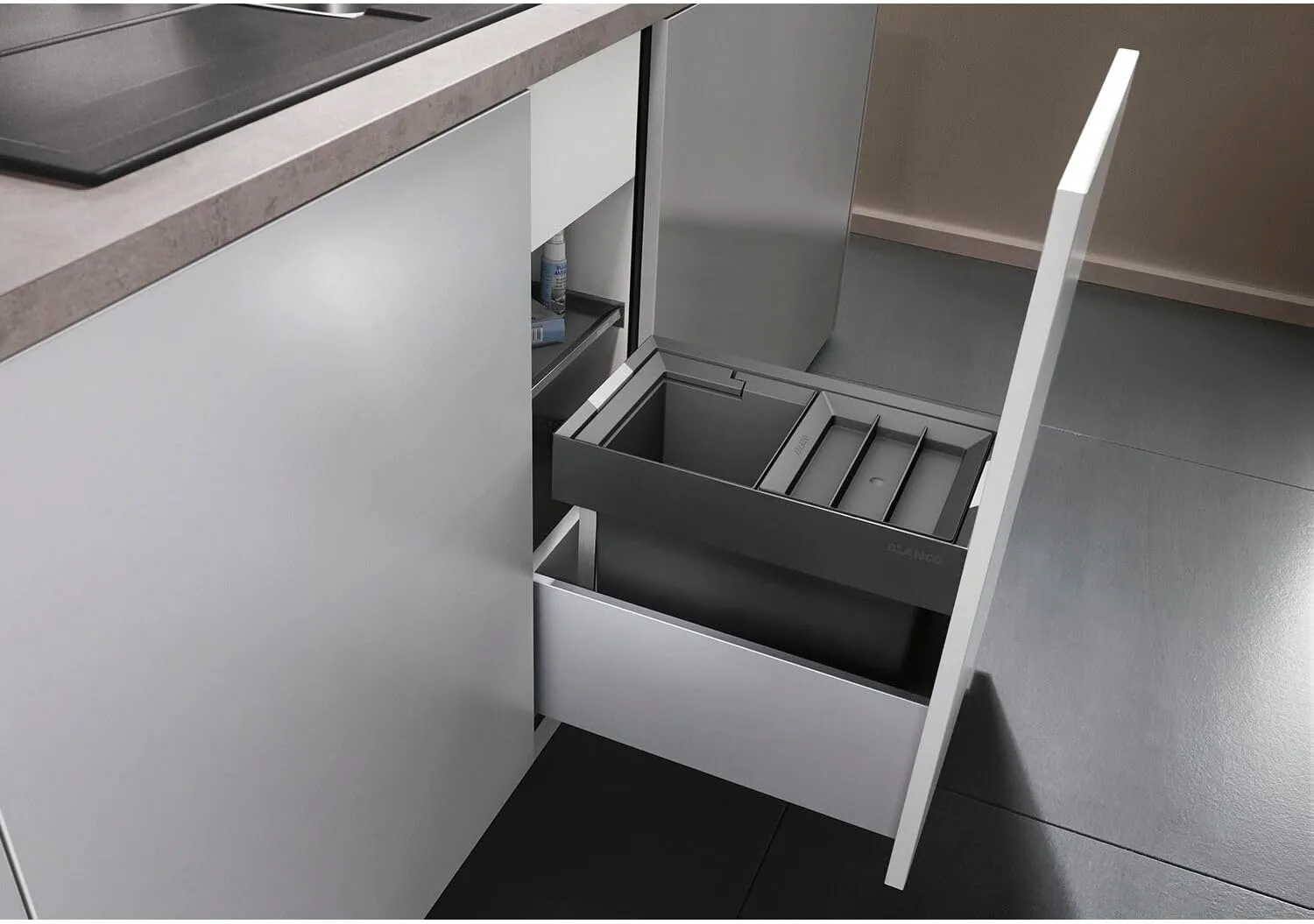 BLANCO Flexon II 30/2 521467 Kitchen Waste Separation System with 2 x 8 Litre Bins for Mounting in The Drawer of a 30 cm Cabinet