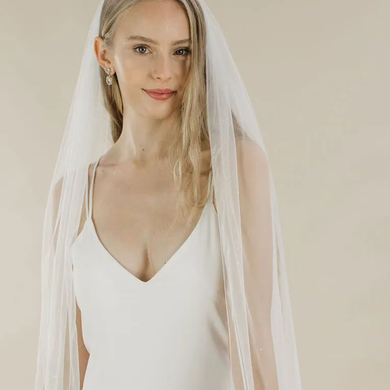 Blazing star diamante embellished long veil