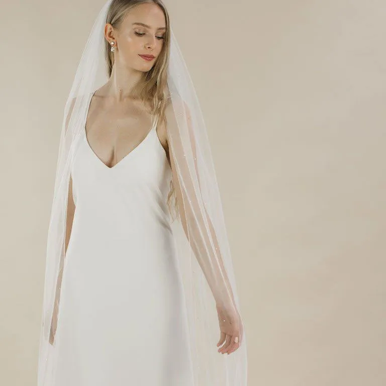 Blazing star diamante embellished long veil