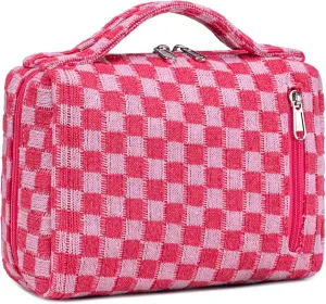 Bluboon Makeup Bag Zipper Pouch Travel Portable Cosmetic Bag Organizer for Women and Girls(Purple Floral)