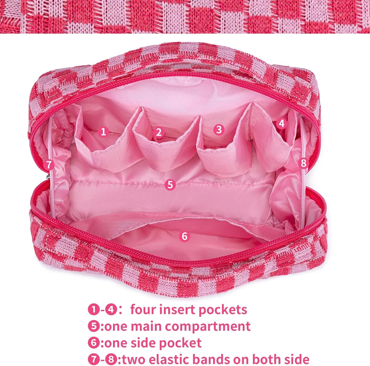 Bluboon Makeup Bag Zipper Pouch Travel Portable Cosmetic Bag Organizer for Women and Girls(Purple Floral)