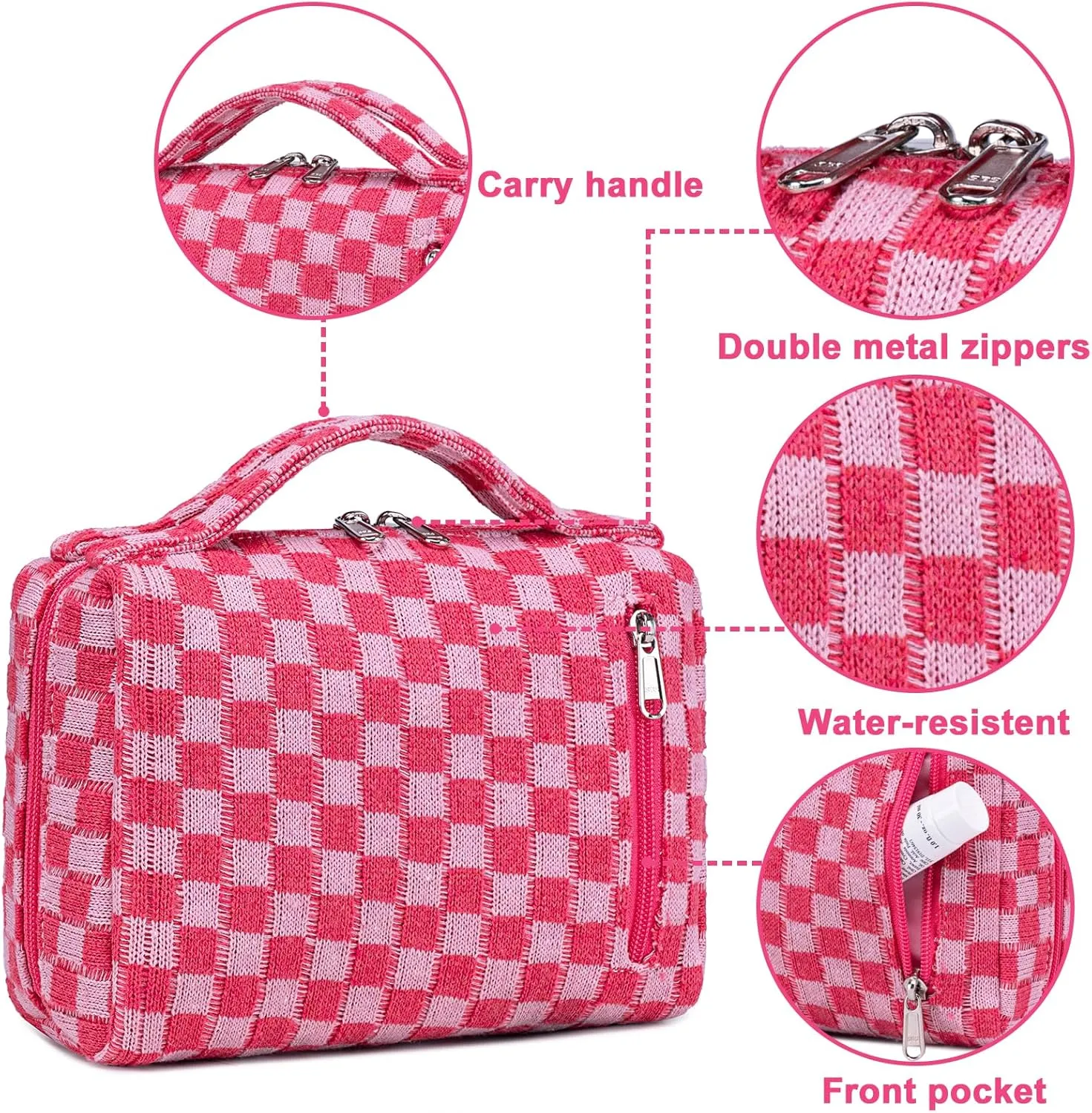 Bluboon Makeup Bag Zipper Pouch Travel Portable Cosmetic Bag Organizer for Women and Girls(Purple Floral)