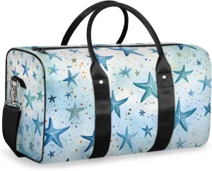 Blue Starfish Travel Duffle Bag for Women Men Gym Duffel Foldable Bag Waterproof Weekender Beach Watercolor Duffle Tote