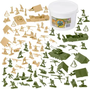 BMC Bucket of Army Women - Tan vs Green 100pc Female Soldier Playset - USA Made