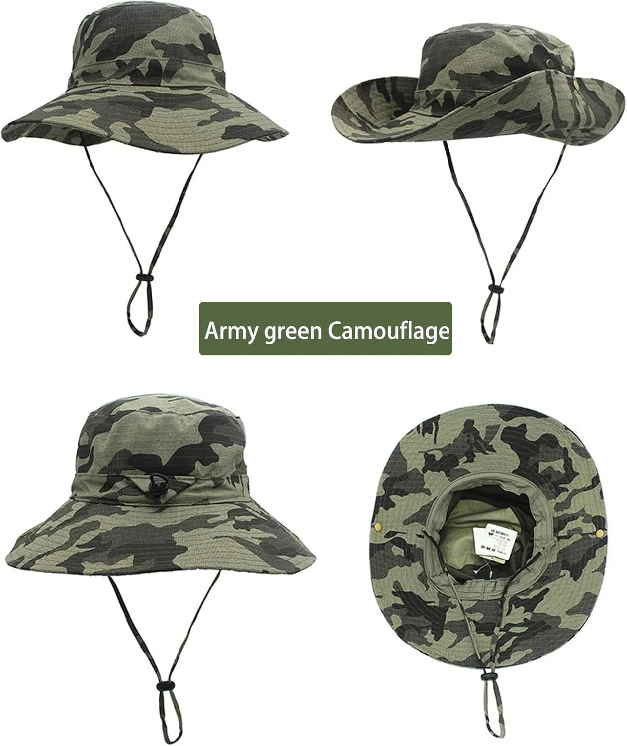 Boonie Hats for Men Women Wide Brim Sun Hats Outdoor Sun UV Protection Fisherman Hat Big Head Fishing Camo Bucket Hats