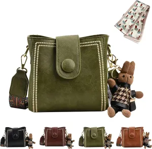 Bootara Bucket Bag, Bootara Womens Retro Water Bucket Shoulder Bag, with Adjustable Wide Shoulder Strap, Bunny Charm