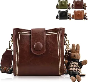 Bootara Bucket Bag, Bootara Women's Vintage Bunny Charm Bucket Bag, with Adjustable Wide Shoulder Strap