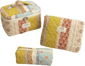 Bow Aesthetic Bag Y2k Cosmetic Bag for Purse Coquette Aesthetic Cute Makeup Bag Make Up Bag Set (Polychrome Floral-1)