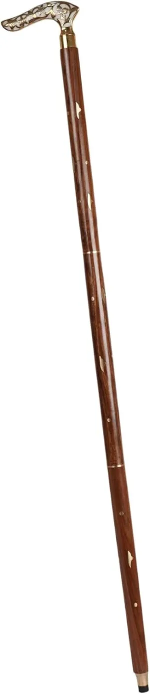 Brass Victorian Walking Cane for Me | Mother of Pearl Solid Handle for Comfort Grip | Foldable Walking Cane for Unisex | Gift for Grandfather and Senior Citizen