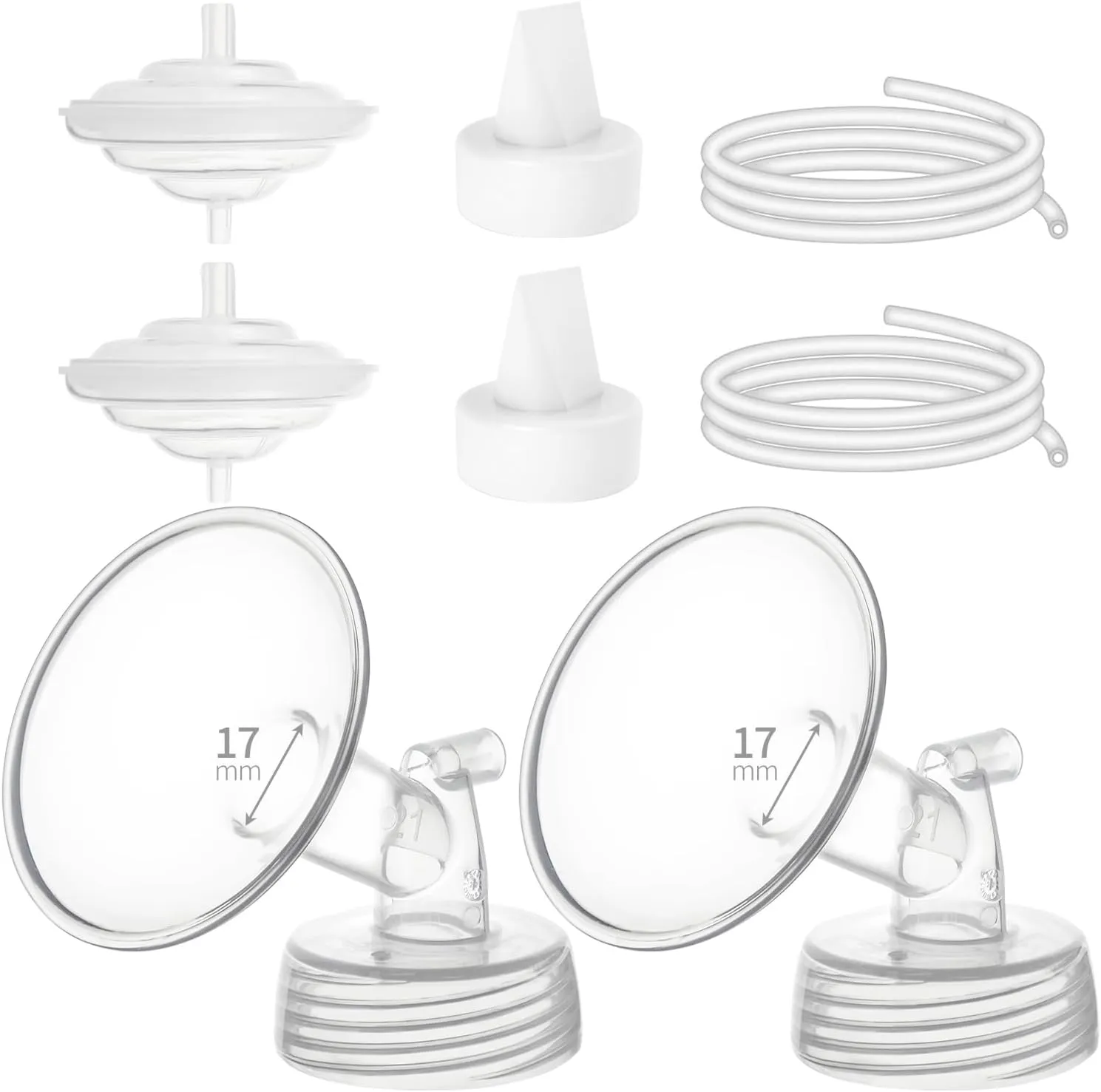 Breastpump Parts Compatible with Spectra S1 S2 9 Plus Motif Luna Ameda MYA Cimilre 17mm Flange Valve Tube Backflow Protector Replacement Kit for Spectra Accessories/Parts