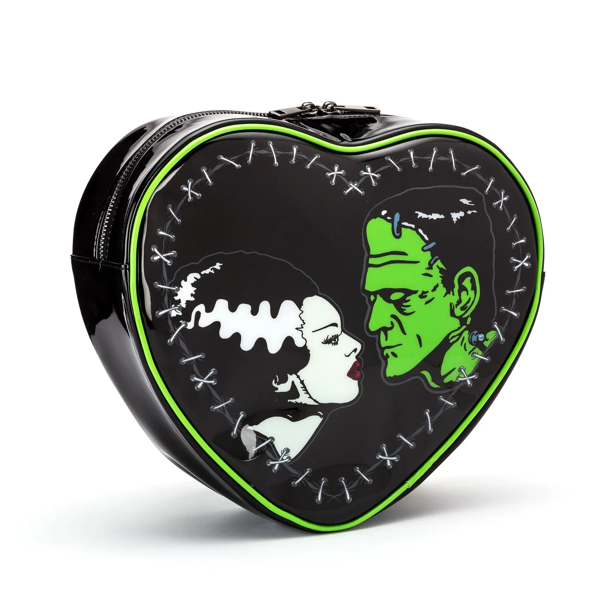 Bride & Frankenstein heart shaped vinyl backpack
