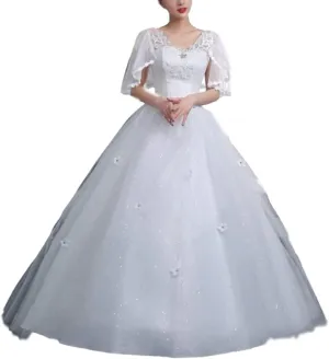 Bride’s Wedding Bag Shoulder Chiffon Mesh Pregnant Women Large Size Banquet Ball Dress for Bride fz White Large (White M)