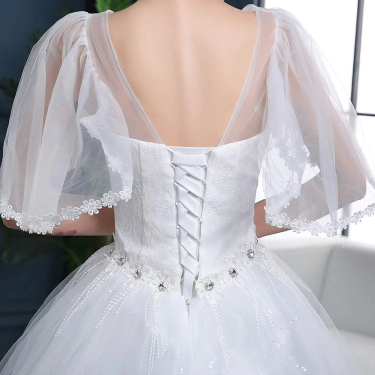 Bride’s Wedding Bag Shoulder Chiffon Mesh Pregnant Women Large Size Banquet Ball Dress for Bride fz White Large (White M)