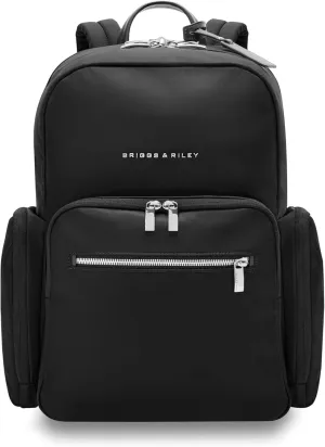 Briggs & Riley Medium Backpack for Women & Men - Daypack for Work, Personal Item Travel Bag, Carry On Size, Lightweight & Durable, Padded Straps, Fits 15" Laptop - Rhapsody Collection, Black