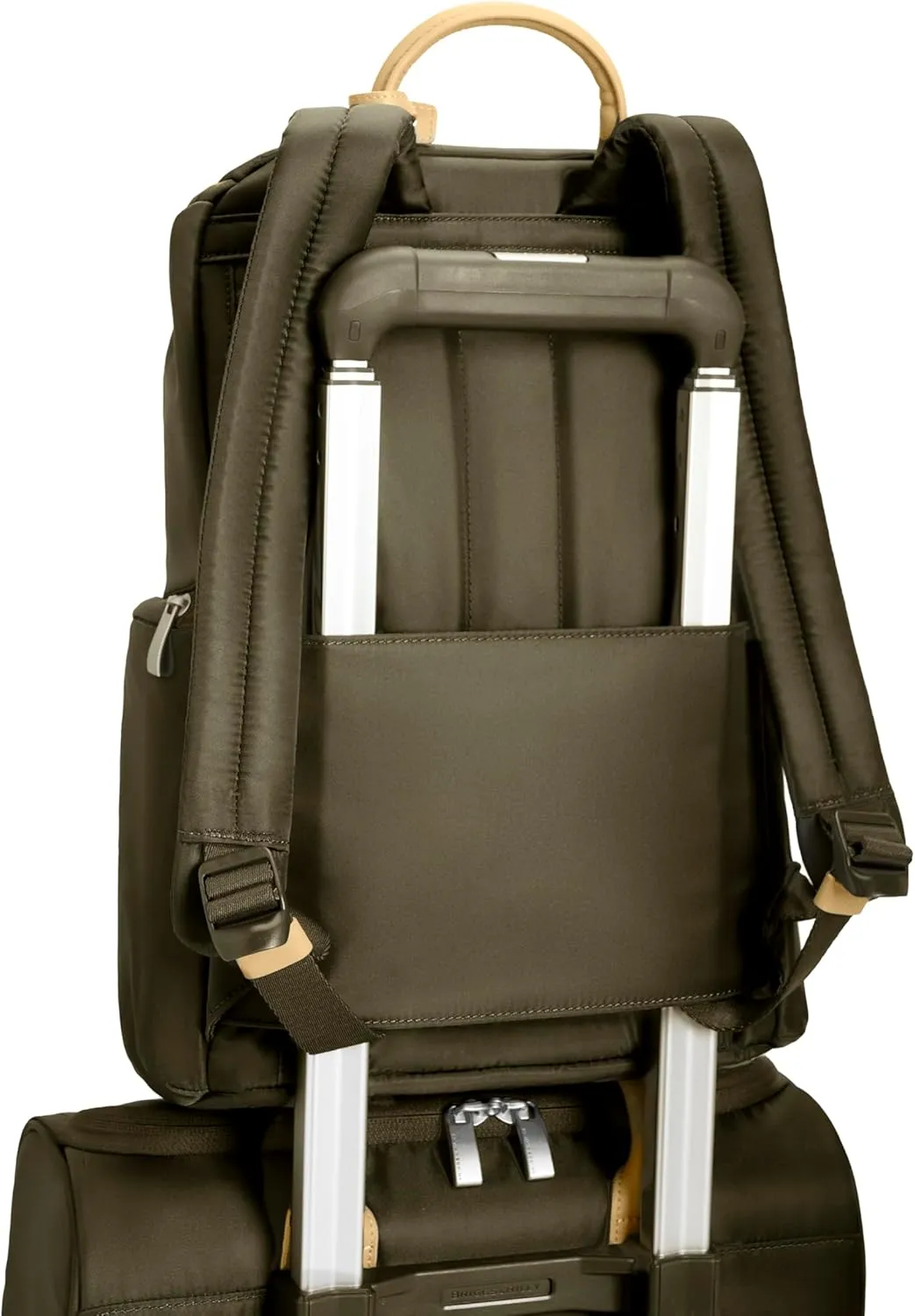 Briggs & Riley U-Zip Backpack - Daypack for Work, Personal Item Travel Bag, Carry On Size, Lightweight & Durable, Padded Straps, Fits up to 13" Laptop - Rhapsody Collection, Olive