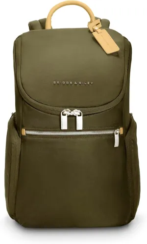 Briggs & Riley U-Zip Backpack - Daypack for Work, Personal Item Travel Bag, Carry On Size, Lightweight & Durable, Padded Straps, Fits up to 13" Laptop - Rhapsody Collection, Olive