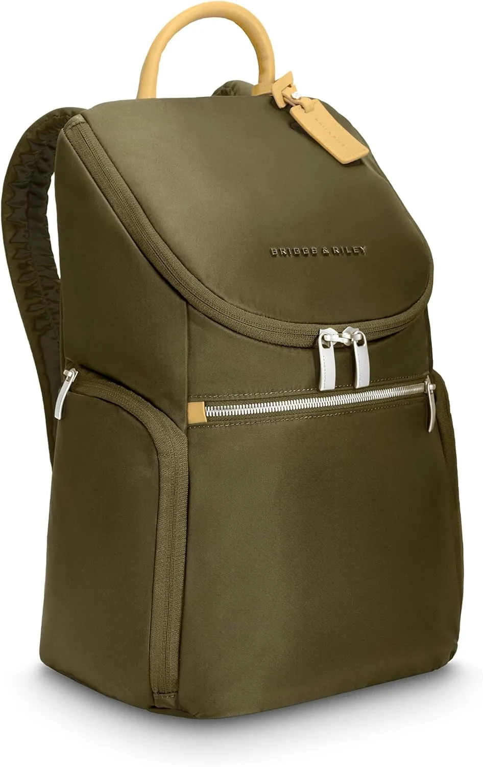 Briggs & Riley U-Zip Backpack - Daypack for Work, Personal Item Travel Bag, Carry On Size, Lightweight & Durable, Padded Straps, Fits up to 13" Laptop - Rhapsody Collection, Olive