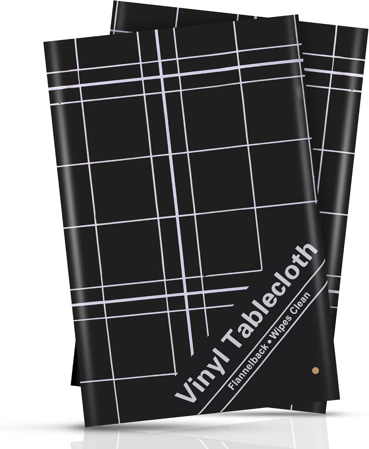 BRODER MFG. INC. White Lines Flannel Backed Vinyl Tablecloth - Black, 52x70 Oblong (Rectangle) | Perfect for Picnics, Barbeques, Parties, Camping, Special Occasions, Gatherings, and Everyday Use