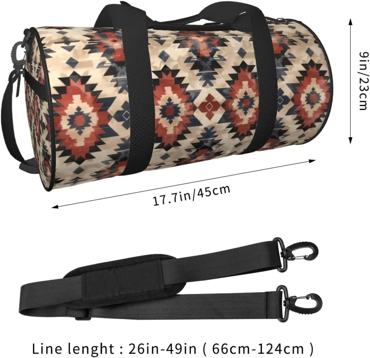 Brown Aztec Waterproof Duffle Bag Southwest Navajo Western Carry On Weekender Bag for Gym Travel Workout Sport Trip Native American Ethnic Tribal Geometry Carry On Bags
