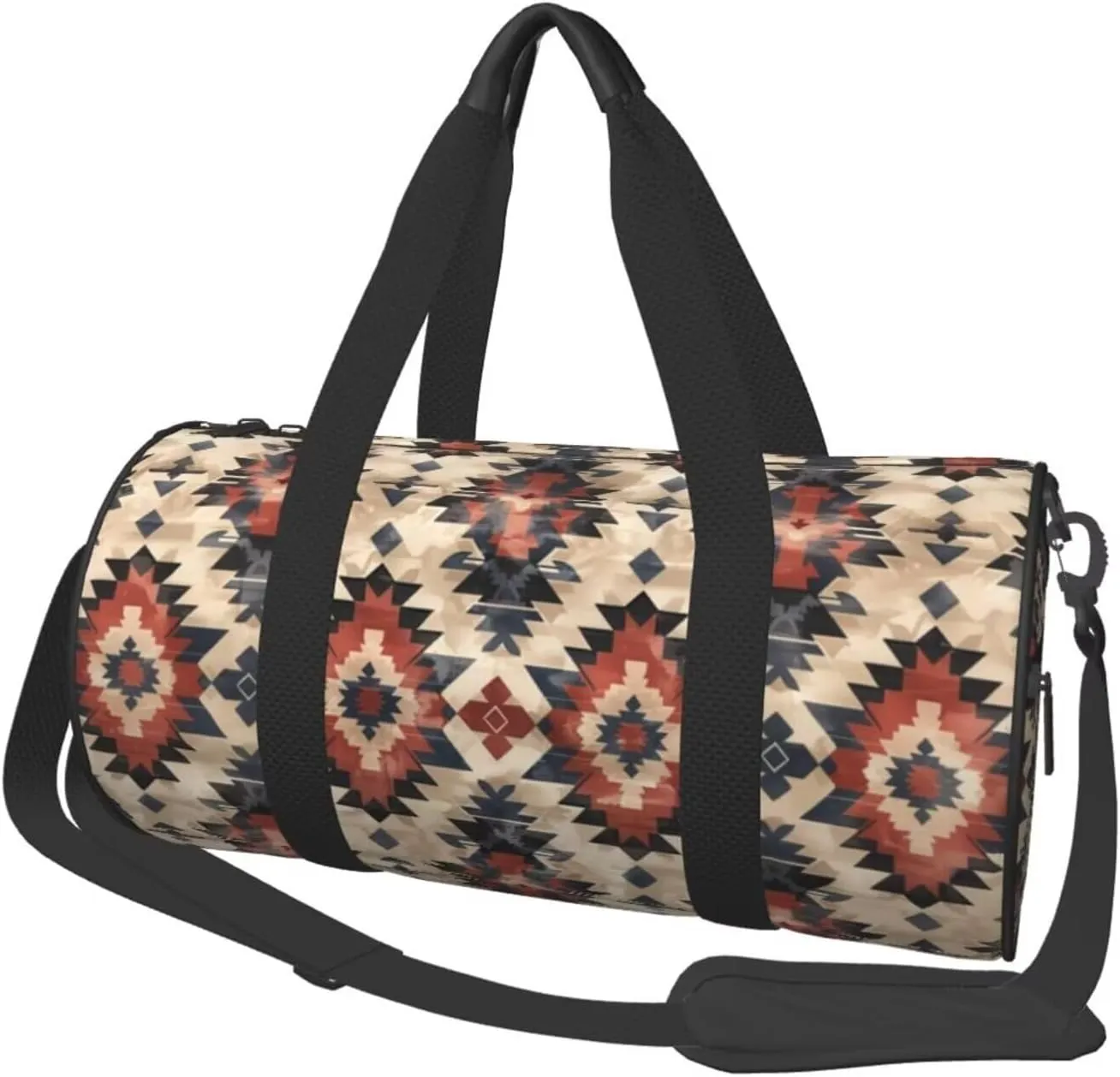 Brown Aztec Waterproof Duffle Bag Southwest Navajo Western Carry On Weekender Bag for Gym Travel Workout Sport Trip Native American Ethnic Tribal Geometry Carry On Bags