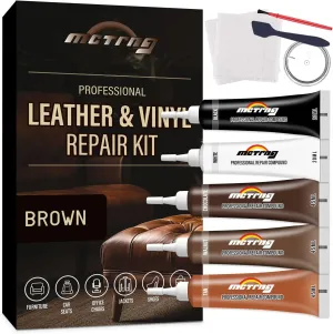 Brown Leather Repair Kit for Furniture, Couch, Vinyl and Leather Repair Kit for Sofa, Jacket, Car Seats and Purse, Restores Faux, Artificial, Genuine Pleather & Any Material, for Scratch, Tears, Holes