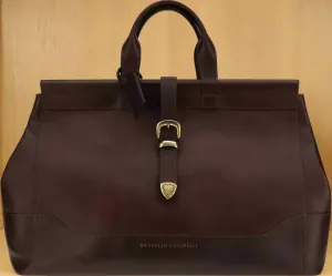 Brunello Cucinelli men's brown Leather Travel Bag