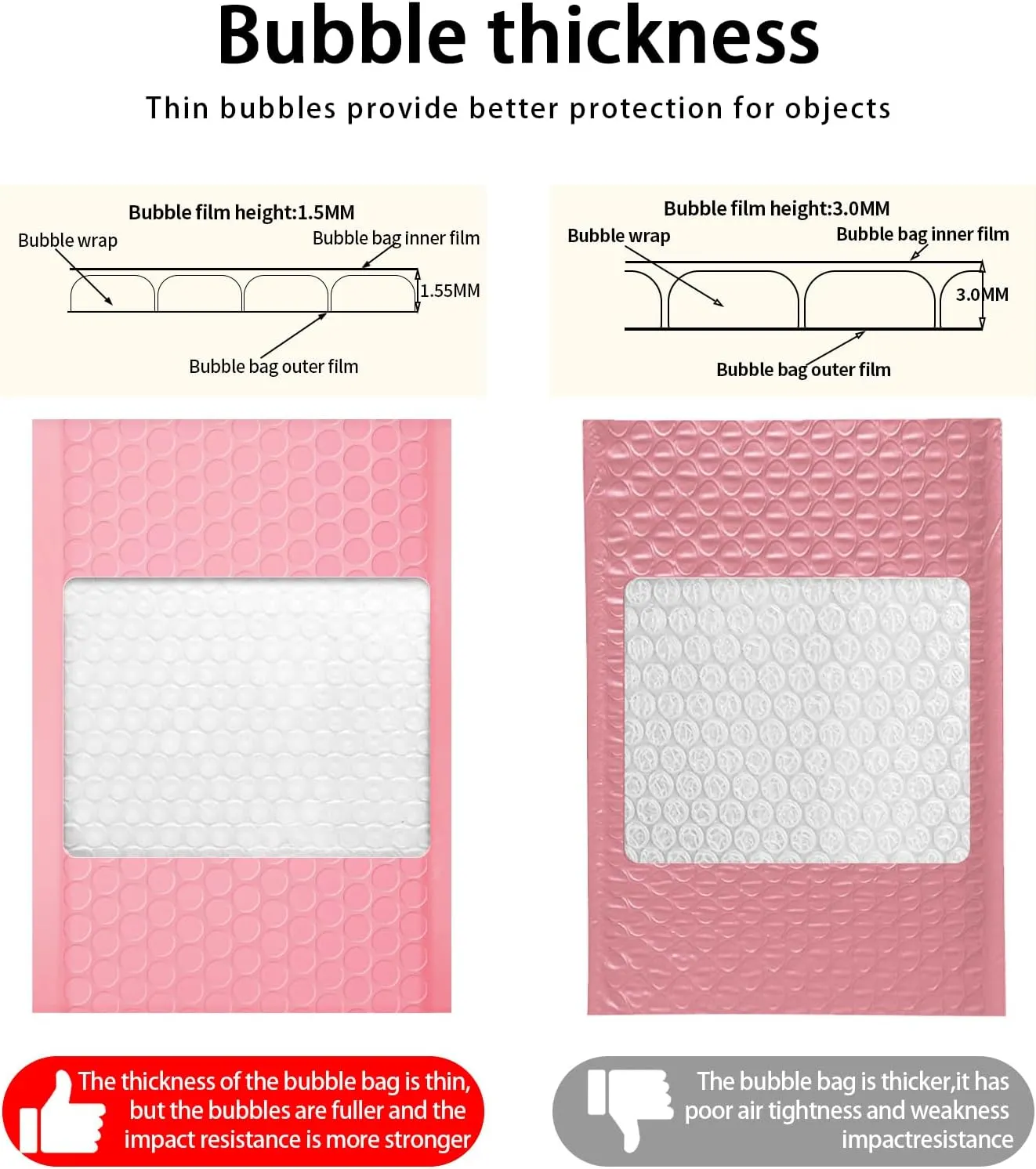 Bubble Mailers, 4x7 Inch Padded Bubble Mailers Pack of 100 Bubble Envelopes Opaque Self Seal Adhesive Waterproof Bags for Shipping and Packaging (Pink, 4x7-100Pc)