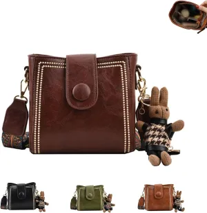 Bucket Bag, Vintage Fashion Bag with Wide Adjustable Shoulder Strap, Vintage Small Bucket for Women