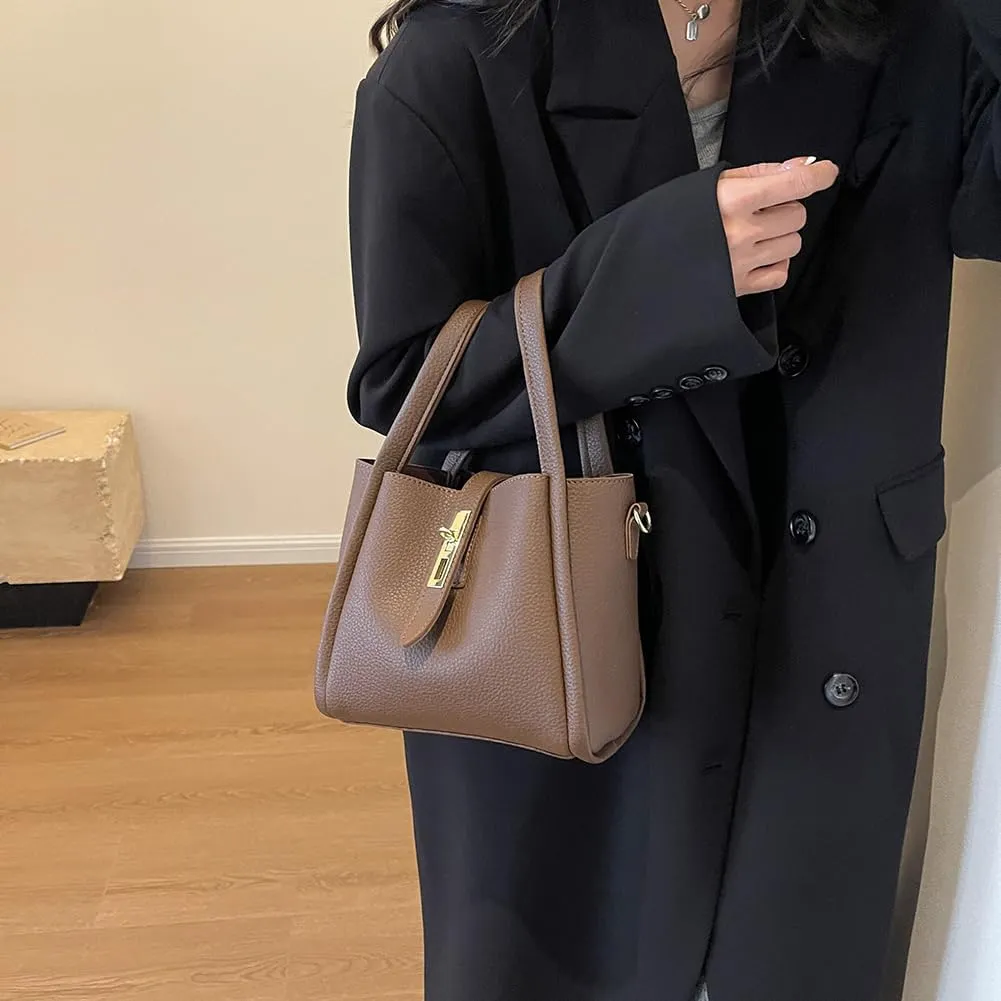 Bucket Bags For Women Top Handle Bag Mini Shoulder Crossbody Bag Small Handbag Vegan Leather Trendy Vintage Tote Purses
