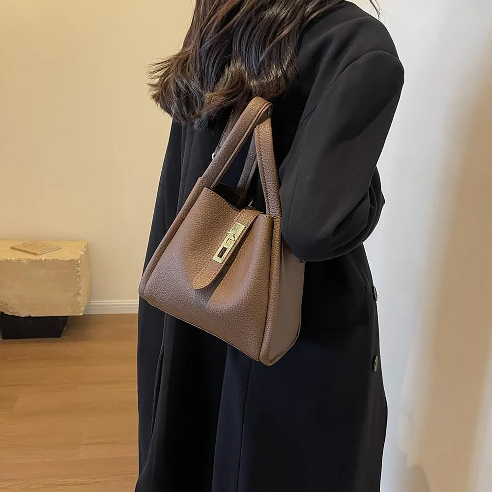 Bucket Bags For Women Top Handle Bag Mini Shoulder Crossbody Bag Small Handbag Vegan Leather Trendy Vintage Tote Purses