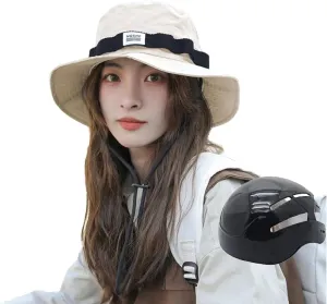 Bucket Hat with Bicycle Helmet Unisex Breathable Wide Brim Visor Sun Hats Head Protection Bike Helmets for Adults