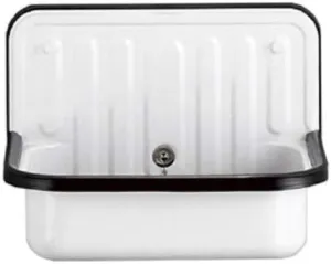Bucket Sink Wall Mounted Small Service Sink Glazed Steel Utility Sink, With Overflow, Dark Black Trim