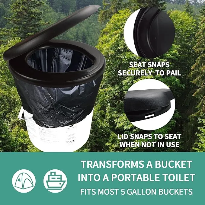 Bucket Toilet Seat with lid,5 Gallon Luggable Loo Bucket Toilet Seat-Portable Toilet Seat for Camping Toilet Bucket Outdoor Boating for Bucket Toilet Lid