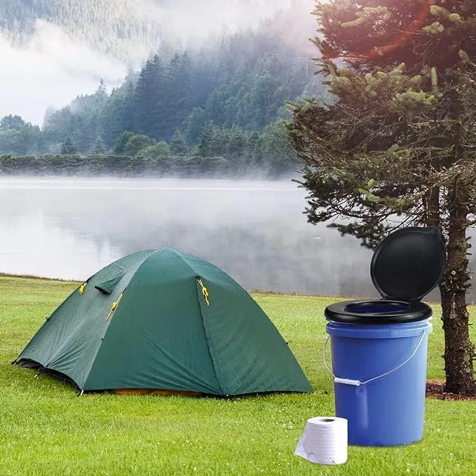 Bucket Toilet Seat with lid,5 Gallon Luggable Loo Bucket Toilet Seat-Portable Toilet Seat for Camping Toilet Bucket Outdoor Boating for Bucket Toilet Lid
