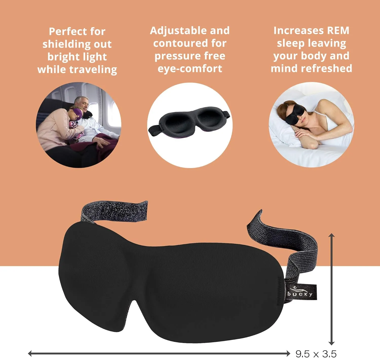 Bucky 40 Blinks No Pressure Eye Mask for Travel & Sleep, Midnight Floral, One Size