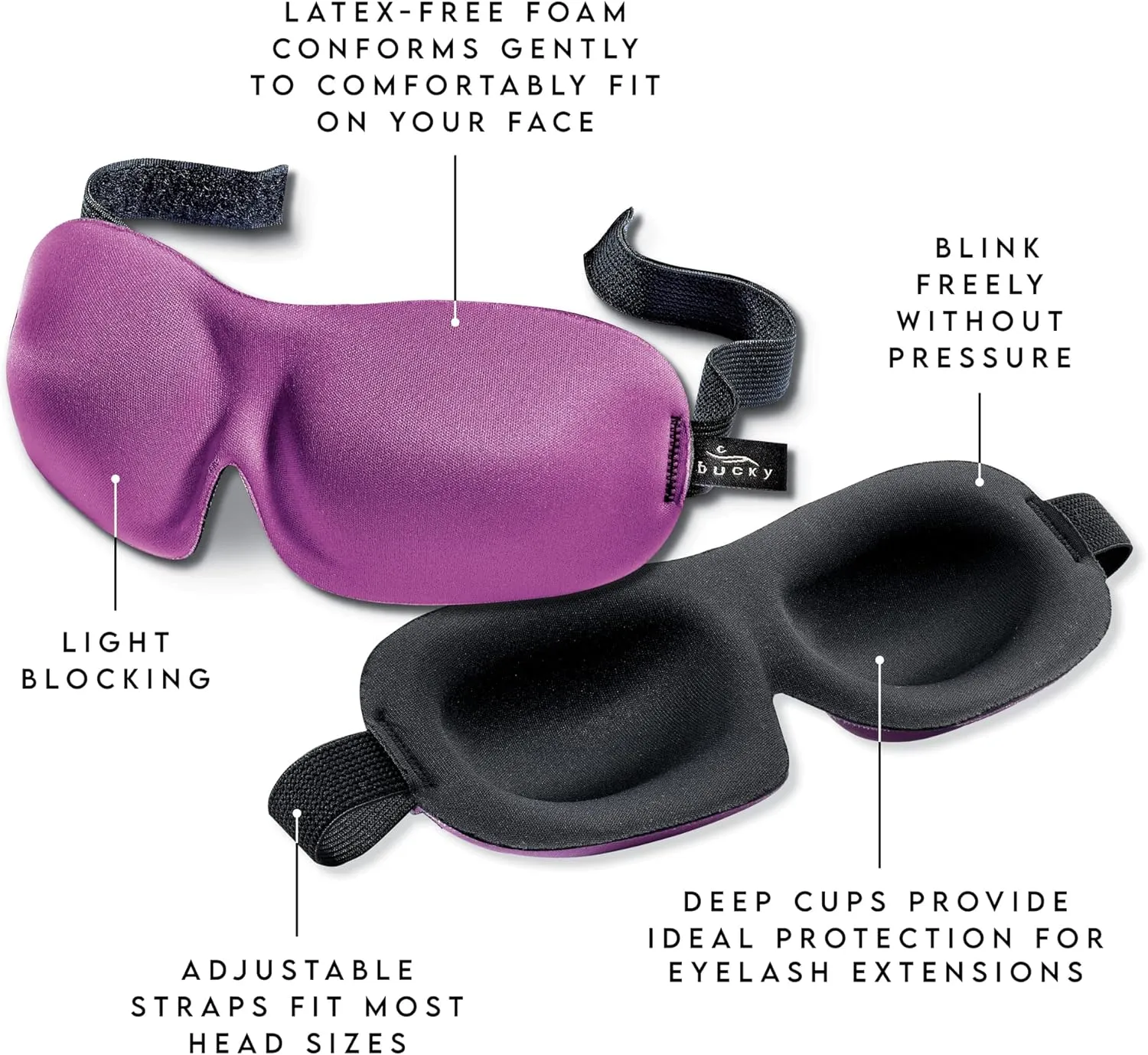 Bucky 40 Blinks No Pressure Eye Mask for Travel & Sleep, Midnight Floral, One Size