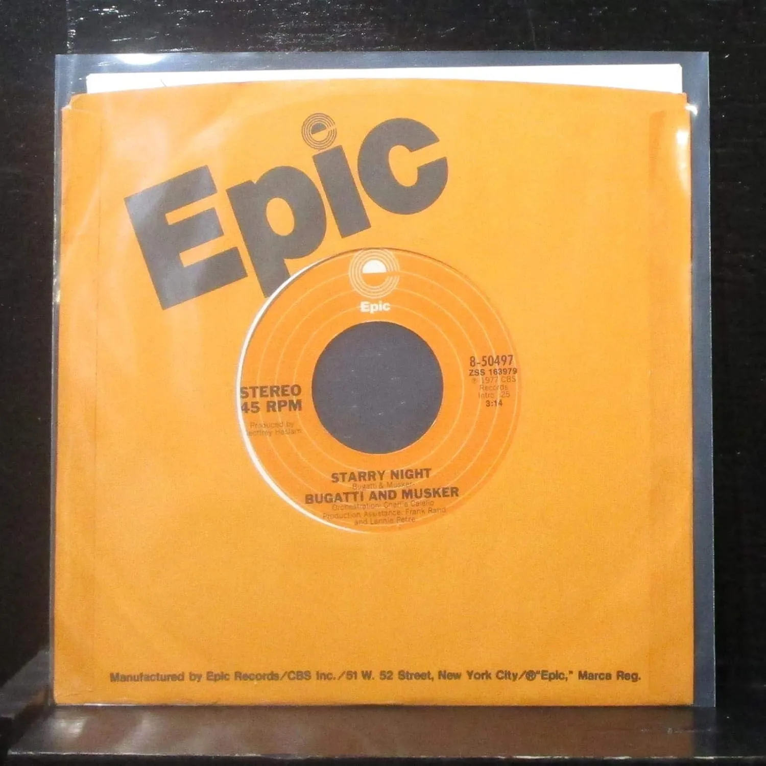 Bugatti & Musker - Starry Night / When Your Woman Cries - 7" Vinyl 45 Record