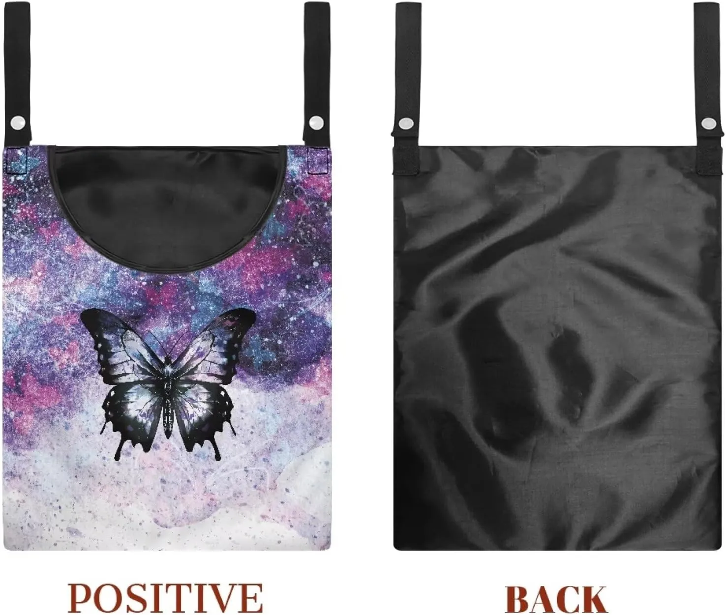 Butterfly Galaxy Clothes Pin Hanging Bag Multi Purpose Clothespin Storage Organizer with Wide Mouth Clothesline Peg Organizer Storage Bags for Home,Dorm,Travel Set of 2