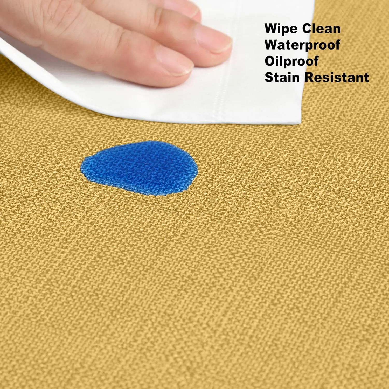 Cafe Hotel Linen Look Solid Color Heavy 4 Gauge Vinyl Flannel Backed Tablecloth, Indoor/Outdoor Wipe Clean Tablecloth, 60 Inch x 84 Inch Oblong/Rectangle, Gold