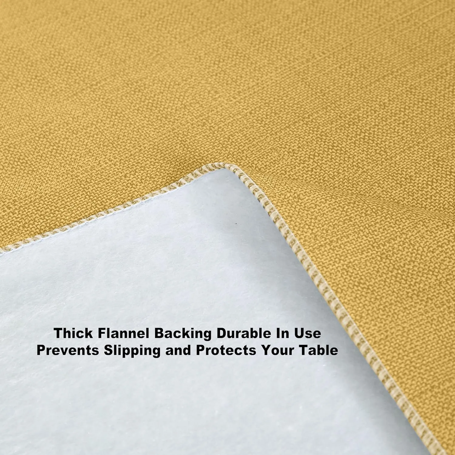 Cafe Hotel Linen Look Solid Color Heavy 4 Gauge Vinyl Flannel Backed Tablecloth, Indoor/Outdoor Wipe Clean Tablecloth, 60 Inch x 84 Inch Oblong/Rectangle, Gold